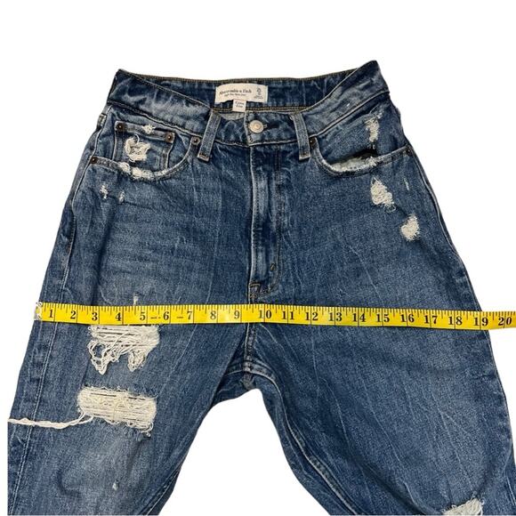 Abercrombie & Fitch Curve Love High Rise Mom Jeans Distressed Size 25 - Picture 11 of 11